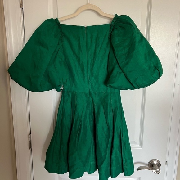 AJE Dusk Knot Puff Sleeve Emerald Green Mini Dress size 4 - Picture 5 of 6